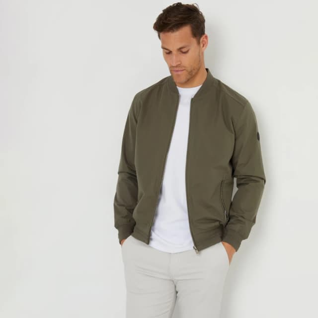 Threadbare Showerproof Classic Bomber Jacket - Green Green M