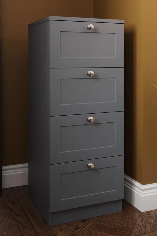 FWStyle FWStyle 4 Drawer Chest Of Drawers Tall Dark Grey Panelled Grey One Size Unisex 5056413123657