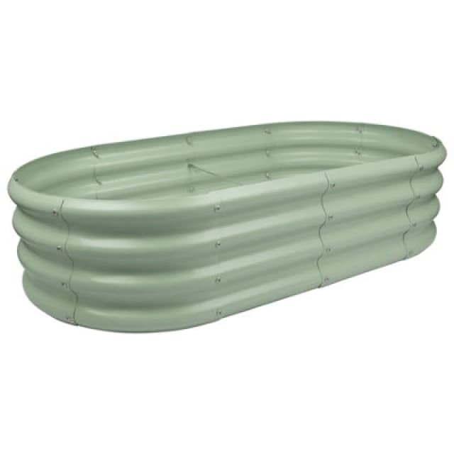 Harbour Housewares Rounded Galvanised Steel Outdoor Raised Garden Bed Planter Medium - 120Cm X 60Cm - Green