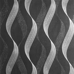 Arthouse Luxe Ribbon Black & Silver Wallpaper 10.05m x 53cm