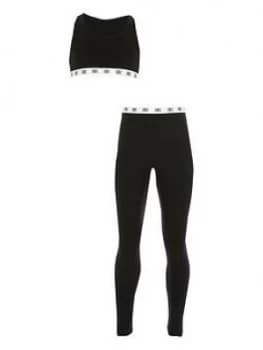 River Island Crop Top Legging Set Black Size 7-8 Years Girls