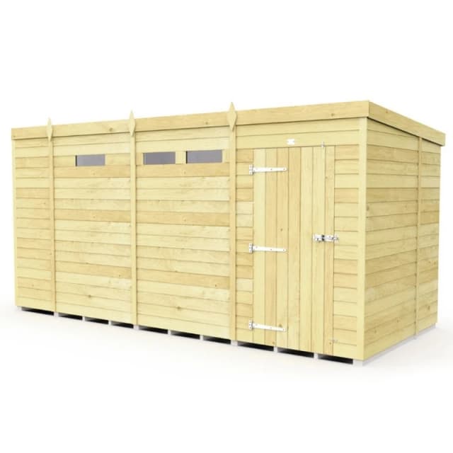 Buttercup Farm 13 x 6 Feet Pent Security Shed - Single Door - L178 x W387 x H201cm in Brown Brown Unisex