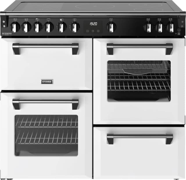 Stoves Richmond Deluxe 100Ei 100cm wide Electric Range Cooker with Induction Hob - Ice White - A Rated