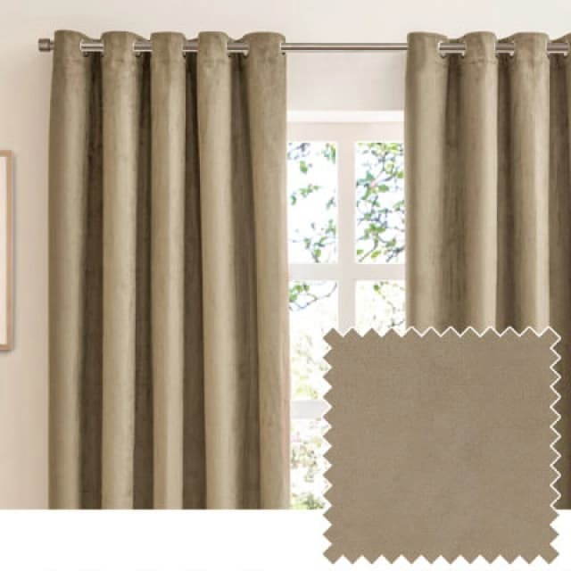 Furn Furn Verso Suede 100% Blackout Eyelet Curtain Pair in Brown Size: 117cm width x 137cm drop Brown 117cm width x 137cm drop Unisex 5025532356666