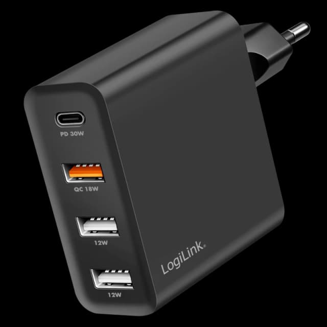 LogiLink USB Wall Charger. 4port. 3x USB-AF & 1x USB-CF. 48W. QC.