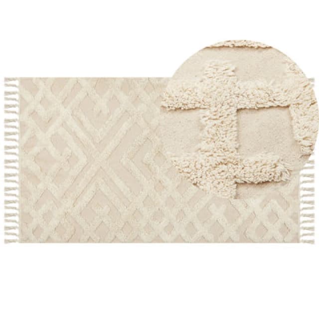 Beliani Rug Ardahan Beige 80 X 150 Cm Cotton