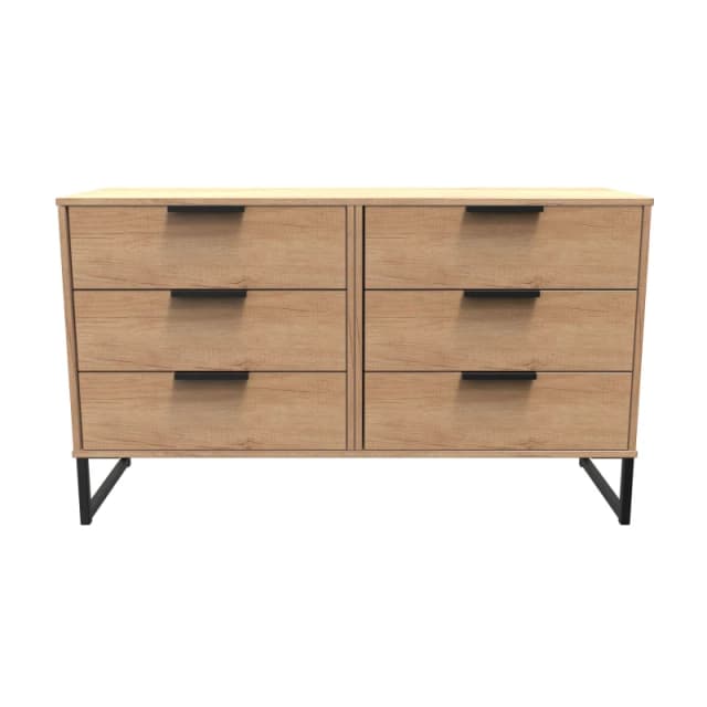 Ready Assembled 2 U Fuji 6 Drawer Wide Chest (Ready Assembled) in Natural Natural Unisex