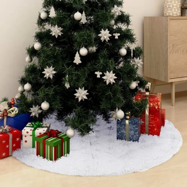 VIDAXL Luxury Christmas Tree Skirt White 90cm Faux Vidaxl 8720286445815