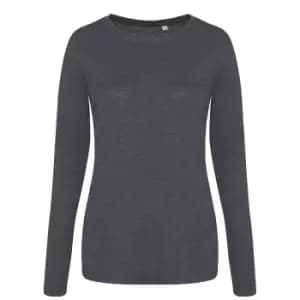 AWDis Womens/Ladies Girlie Long Sleeve Tri-Blend T-Shirt (L) (Heather Charcoal)