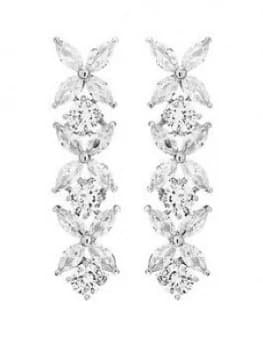 Jon Richard Jon Richard Bridal Cubic Zirconia Crystal Floral Tennis Drop Earrings