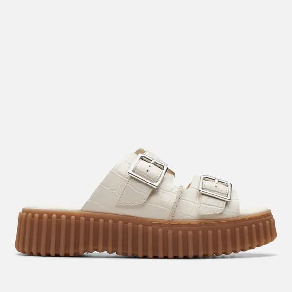 Clarks Womens Torhill Cros-Effect Leather Sandals - UK 5