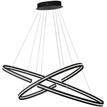 Fan Europe Lighting - Fan Europe CLARKE LED 2 Ring Pendant Ceiling Light Black 4500lm 3000K 80x40+60x30cm