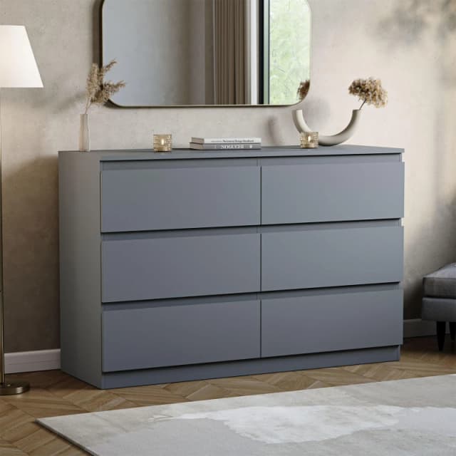 Lassic Vida Designs Denver 6 Drawer Chest Grey unisex 6 Drawer