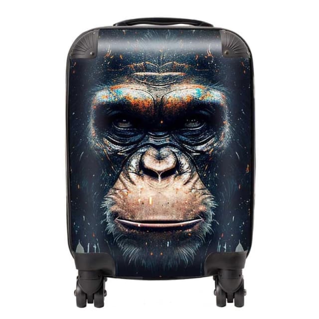 Warren Reed - Designer Gorilla Face Splashart Suitcase in Brown Size: Small Brown Unisex Small