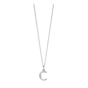 Beginnings Sterling Silver Art Deco Initial C Cubic Zirconia Pendant P4725C