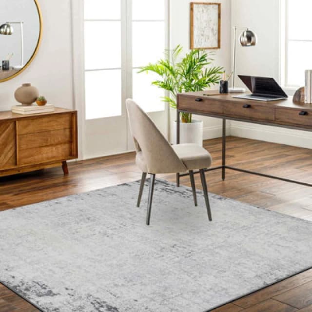 Livabliss Square Abstract Modern Marble Charcoal Alix Area Rug 200 X 200 Cm - Easy Care, Non Shedding, Ideal For Living Room & Bedroom