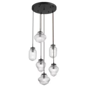 Netlighting Merano Evansville 6 Light Cluster Pendant Ceiling Light Clear Glass