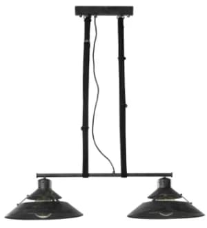 Industrial Ceiling 2 Light 2x40W E27, Oxide Metal, Black Belt