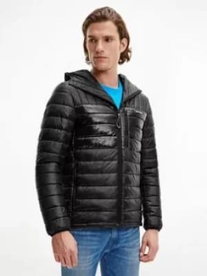 Calvin Klein Engineered Hooded Quilted Jacket, Black Size M Men
