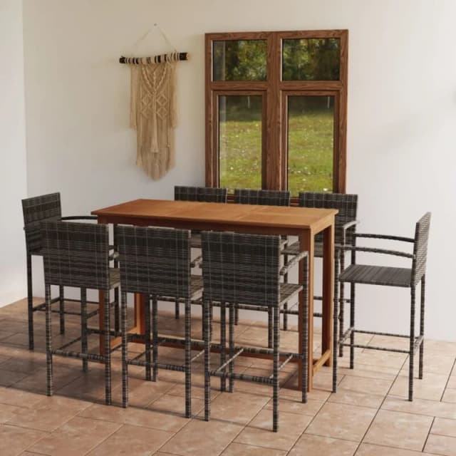 VIDAXL 9 Piece Garden Bar Set Grey vidaXL 8720286340493