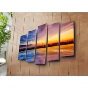 5PATK-171 Multicolor Decorative Canvas Painting (5 Pieces)