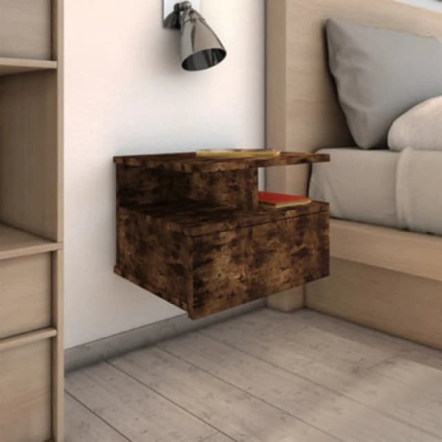 Vidaxl Floating Nightstand 2 Pcs Smoked Oak 40X31X27cm Engineered Wood, Brown 815313