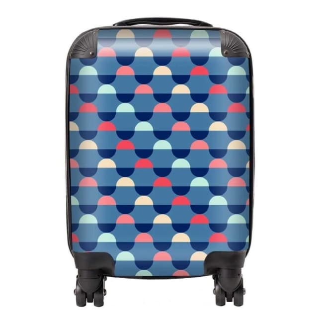 Warren Reed - Designer Geometric Pattern Suitcase in Blue Size: Large Blue Unisex Large