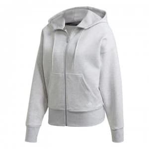 adidas Womens 3-Stripes Zip Track Top Hoodie - Grey Heather