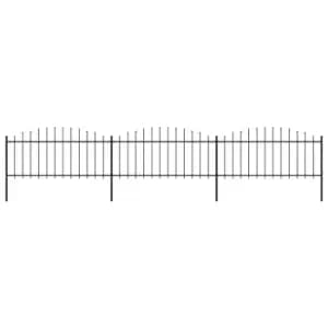 Vidaxl Garden Fence With Spear Top Steel (0.5-0.75)x5.1 M Black