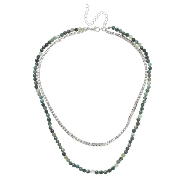 Fabric Bead Mixed Necklace - Brown Brown One Size