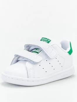 adidas Originals STAN SMITH CF Infant Trainer, White/Green, Size 8