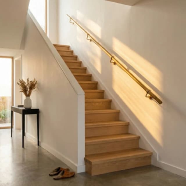 Forgeworks Premium Antique Brass 3.6M Indoor Stair Handrail Kit. Easy Install All In One Box With Brackets & Endcaps 5Yr Guarantee
