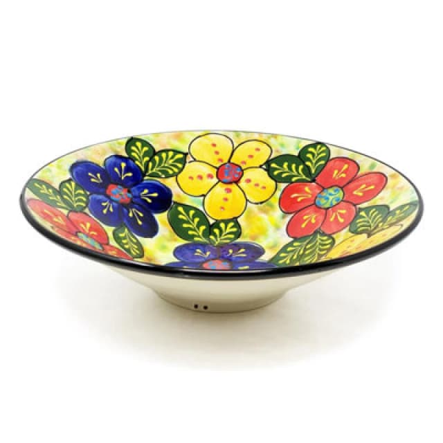 Verano Spanish Ceramics Classic Spanish Hand Painted Kitchen Dining Extra Large Conical Bowl 38cm Floral Multi