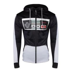 Nintendo - Nes Controller Front Mens Large Hoodie - Black/Grey