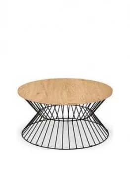 Julian Bowen Jersey Round Wire Coffee Table - Oak Effect/Black Metal