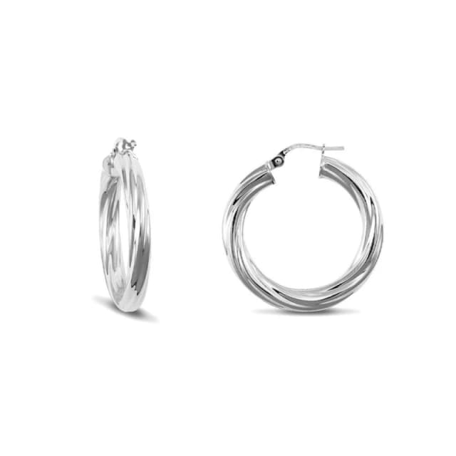 Jewelco London Sterling Silver Twist Hoop Earrings - 4mm - 2.7cm - AER002B Silver female