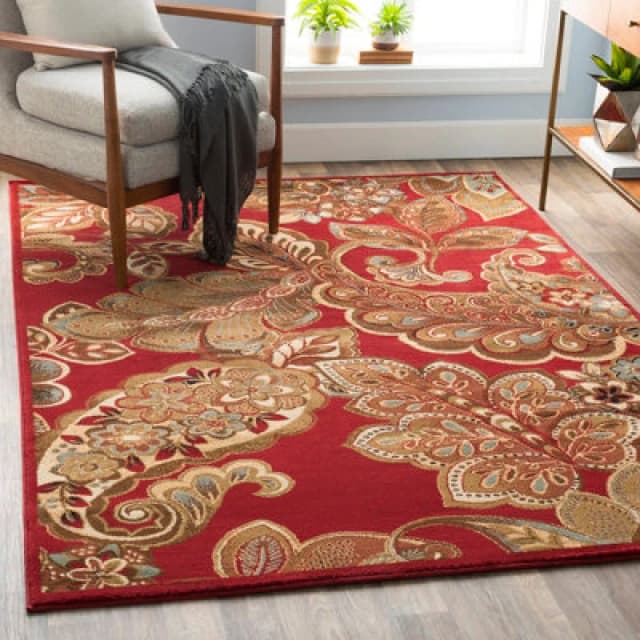 Livabliss Traditional Boho Dark Red Arosa Area Rug 160 X 230 Cm - Easy Care, Non Shedding, Ideal For Living Room & Bedroom