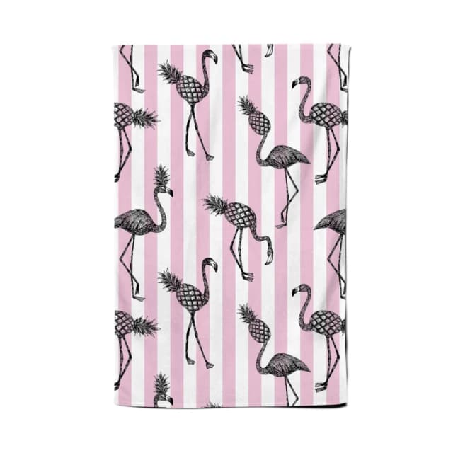 Warren Reed - Designer Pineapple Flamingo Tea Towel in Pink Pink Unisex