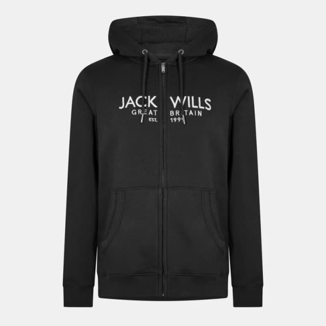 Jack Wills Pinebrook Graphic Zip Hoodie Mens Black 09 male XS