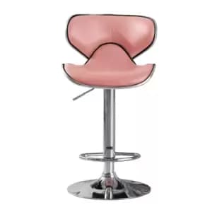 Heartlands Furniture Hillside Adjustable Height Bar Stool Pair Chrome and Pink