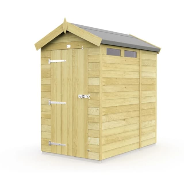 Buttercup Farm 4 x 6 Feet Apex Security Shed - Single Door - L187 x W118 x H217cm in Brown Brown Unisex