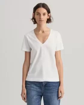 GANT Women Original V-Neck T-Shirt (M) White