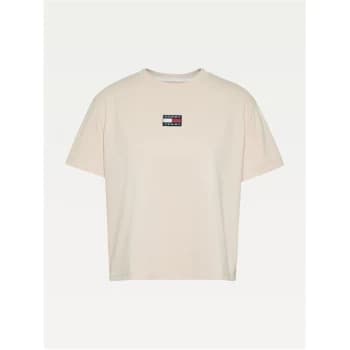 Tommy Jeans Centre Badge T Shirt - SMOOTH STNE ABI