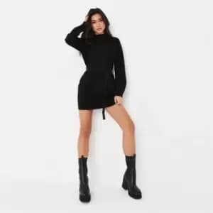 Missguided Tall Black Roll Neck Knit Dress - Black