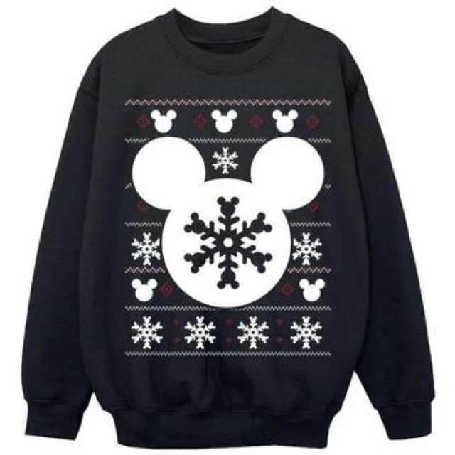 Disney Mickey Mouse Christmas Silhouette Snowflakes Sweatshirt Black female