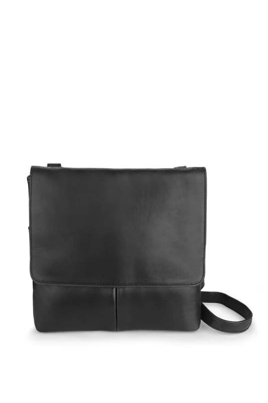 PRIMEHIDE 'Washed Cancun' Leather Flapover Crossbody Bag Black