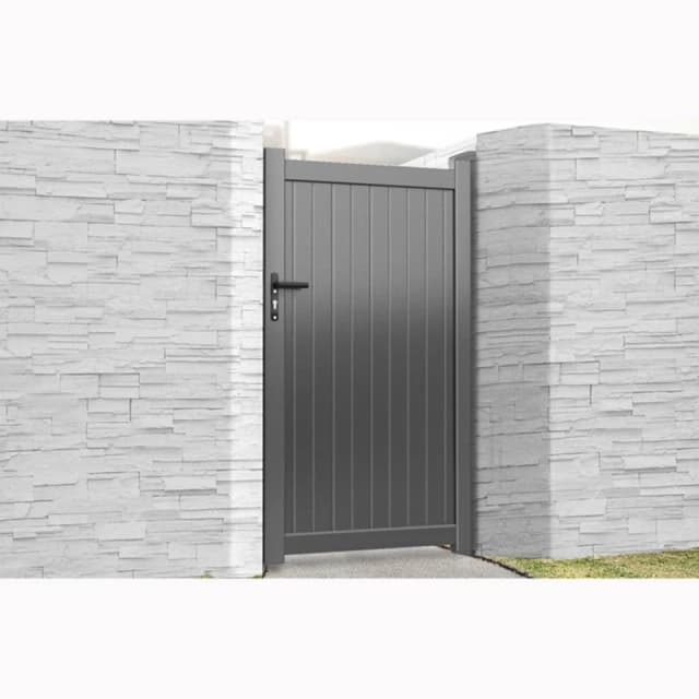 Ready Made Gates Pedestrian Gate 900x1600mm Grey - Vertical Solid Infill & Flat Top Grey Unisex