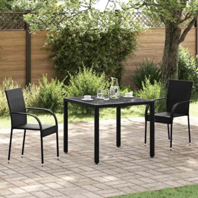 VIDAXL Stackable Outdoor Chairs 2 pcs Poly Rattan Black Vidaxl 44238