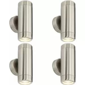 Loops - 4 pack Up & Down Twin Outdoor Wall Light - 2 x 7W GU10 LED - Stainless Steel