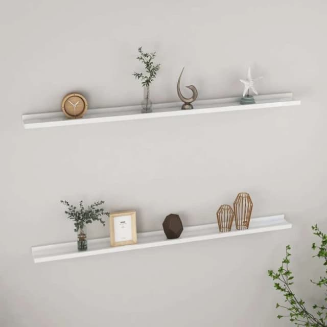VIDAXL Wall Shelves 2 pcs High Gloss White 115x9x3cm Vidaxl 8720286417539